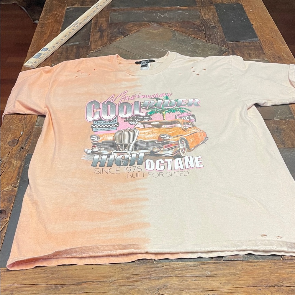 Forever 21 Peach Ombre 'Cool Rider' Graphic Tee